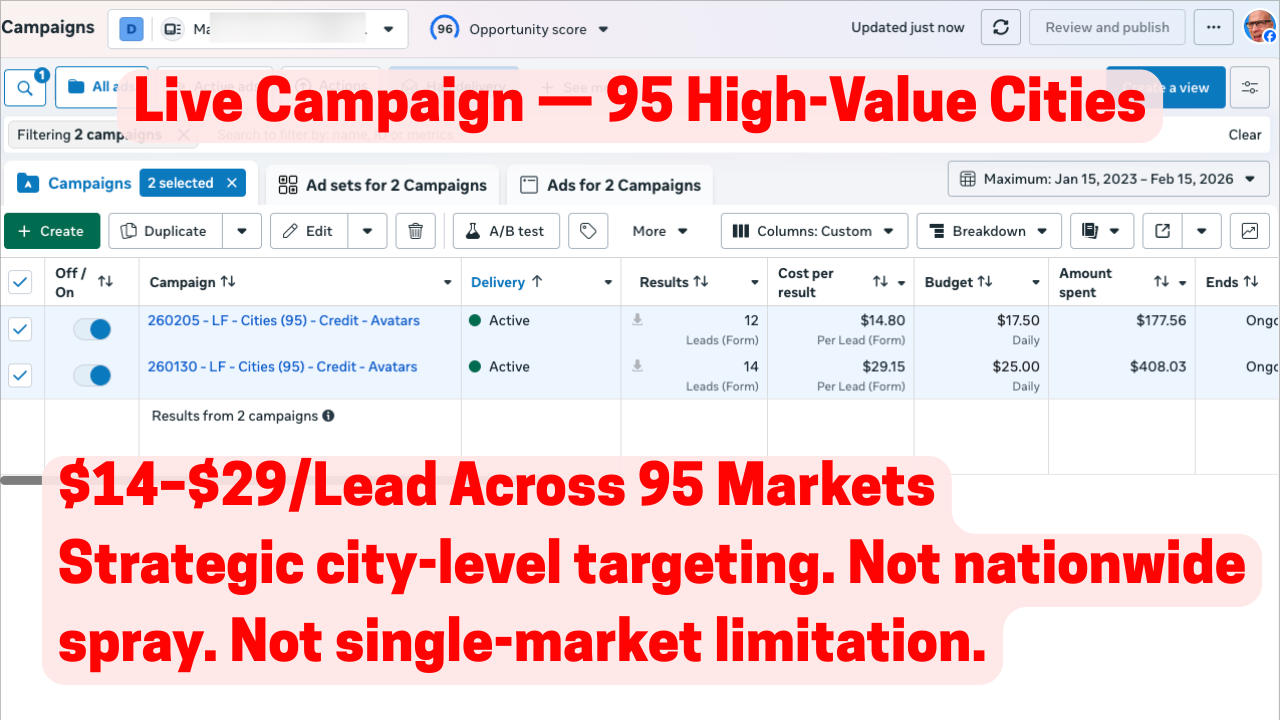 Client campaign across 95 cities