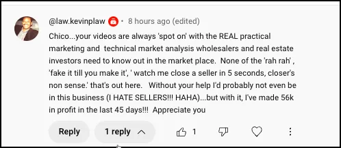 Kevin, YouTube comment. $56,000 in profit in the last 45 days.